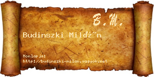 Budinszki Milán névjegykártya